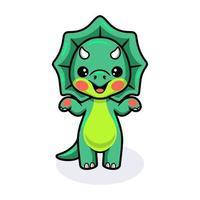 Cute little triceratops dinosaur cartoon standing vector