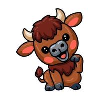 Cute baby yak cartoon sitting vector