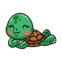 Cute baby turtle cartoon laying down vector