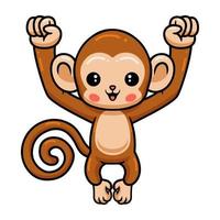 Cute baby monkey cartoon posing vector