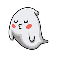 Cartoon cute halloween ghost blows a kiss vector