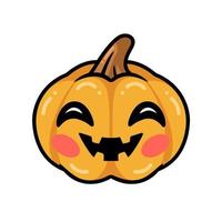 Cartoon orange pumpkin with happy face vector