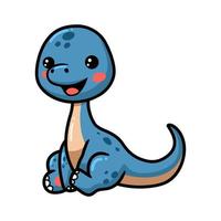 Cute little dinosaur cartoon sitting vector