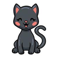 lindo, pequeño, negro, gato, caricatura, sentado vector