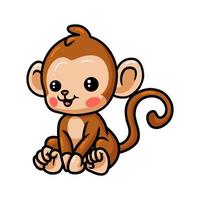 lindo bebé mono dibujos animados sentado vector