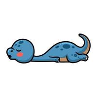 Cute little dinosaur cartoon sleeping vector