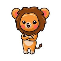 Cute little lion cartoon posing vector