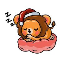 Cute baby lion cartoon sleeping on pillow vector