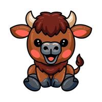 Cute baby yak cartoon sitting vector