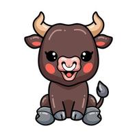 Cute baby bull cartoon sitting vector