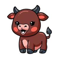 Cute happy baby buffalo cartoon vector