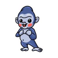 Cute baby gorilla cartoon standing vector