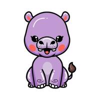 Cute baby hippo cartoon sitting vector