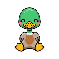 lindo patito sentado de dibujos animados vector