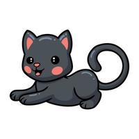 Cute black little cat cartoon lying down vector