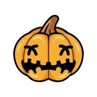 Cartoon orange pumpkin with crying face expression vector