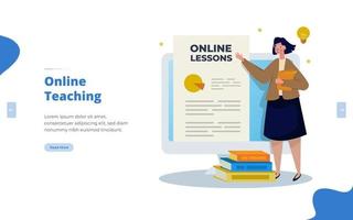 Flat design online teaching concept vector