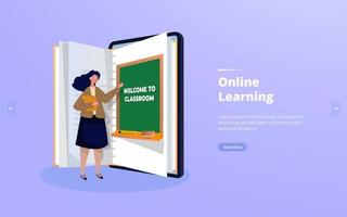 Flat design welcome to classroom concept vector