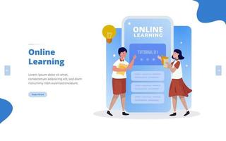 Flat design online learning education concept vector
