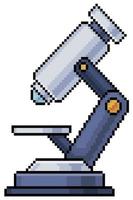 microscopio de arte de píxeles. icono de vector de instrumento de laboratorio para juego de 8 bits sobre fondo blanco