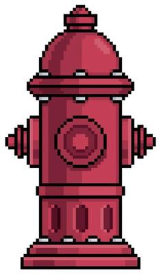 Pixel art Hydrant vector icon for 8bit game on white background