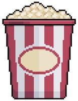 icono de vector de cubo de palomitas de maíz de pixel art para juego de 8 bits sobre fondo blanco