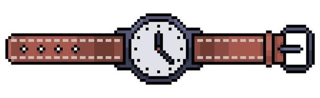 pixel art reloj de pulsera reloj vector icono para juego de 8 bits sobre fondo blanco