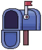 Pixel art traditional mailbox vector icon for 8bit game on white background