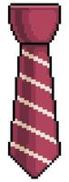 Pixel art necktie striped tie vector icon for 8bit game on white background