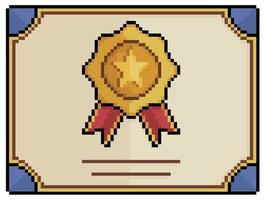Pixel art honor to merit vector icon for 8bit game on white background