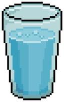 Pixel glass of water vector icon for 8bit game on white background