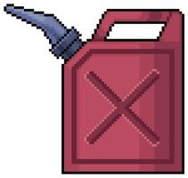 Pixel art gas can gasoline vector icon for 8bit game on white background