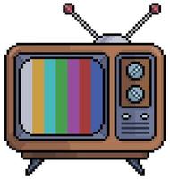 Pixel art old television vector icon for 8bit game on white background