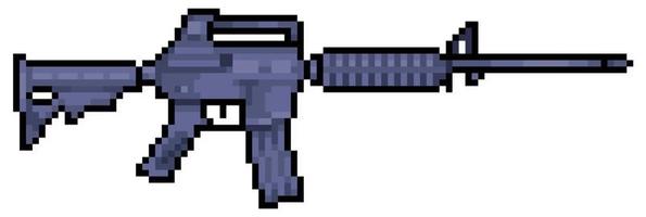 Pixel art M4 rifle . M16 Firearm vector icon for 8bit game on white background