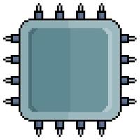 Pixel art processor CPU vector icon for 8bit game on white background