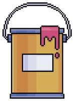 Pixel art paint can vector icon for 8bit game on white background