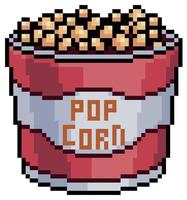 Pixel art cinema popcorn vector icon for 8bit game on white background