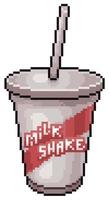 Pixel art milkshake vector icon for 8bit game on white background