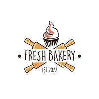 Simple hand drawn bakery logo cliparts vector