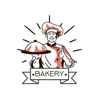 Simple hand drawn bakery logo cliparts vector