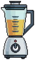 Pixel art blender with juice vector icon for 8bit game on white background