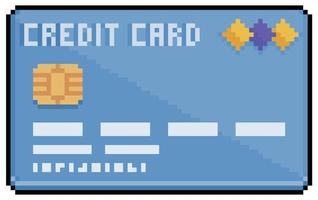 Pixel art credit card vector icon for 8bit game on white background