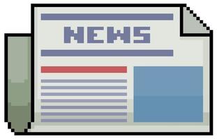 Pixel art newspaper vector icon for 8bit game on white background