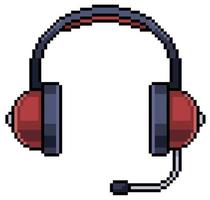 Pixel art headset headphone 8bit game item on white background vector