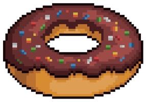 pixel art chocolate donut vector elemento de juego de 8 bits sobre fondo blanco