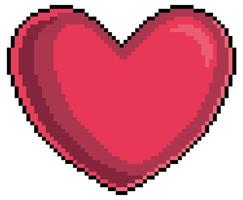 Pixel art heart icon for 8bit game on white background vector