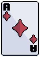 Pixel art card ace of diamonds playing card vector icon for 8bit game on white background