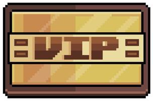 Pixel art VIP card vector icon for 8bit game on white background