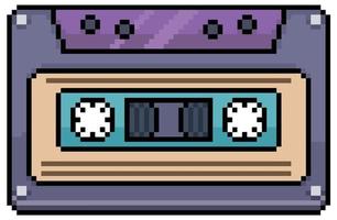 Pixel art cassette tape vector icon for 8bit game on white background