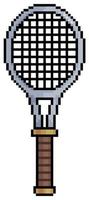 Pixel art tennis racket vector icon for 8bit game on white background